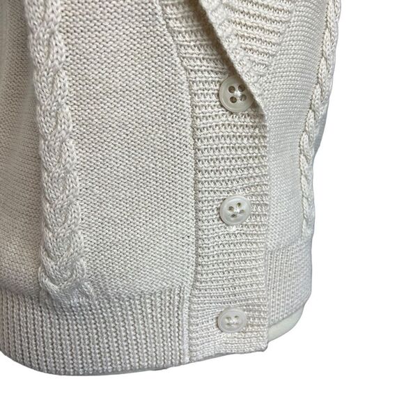 ORVIS cable knit sweater vest button front beige size S - Picture 6 of 10
